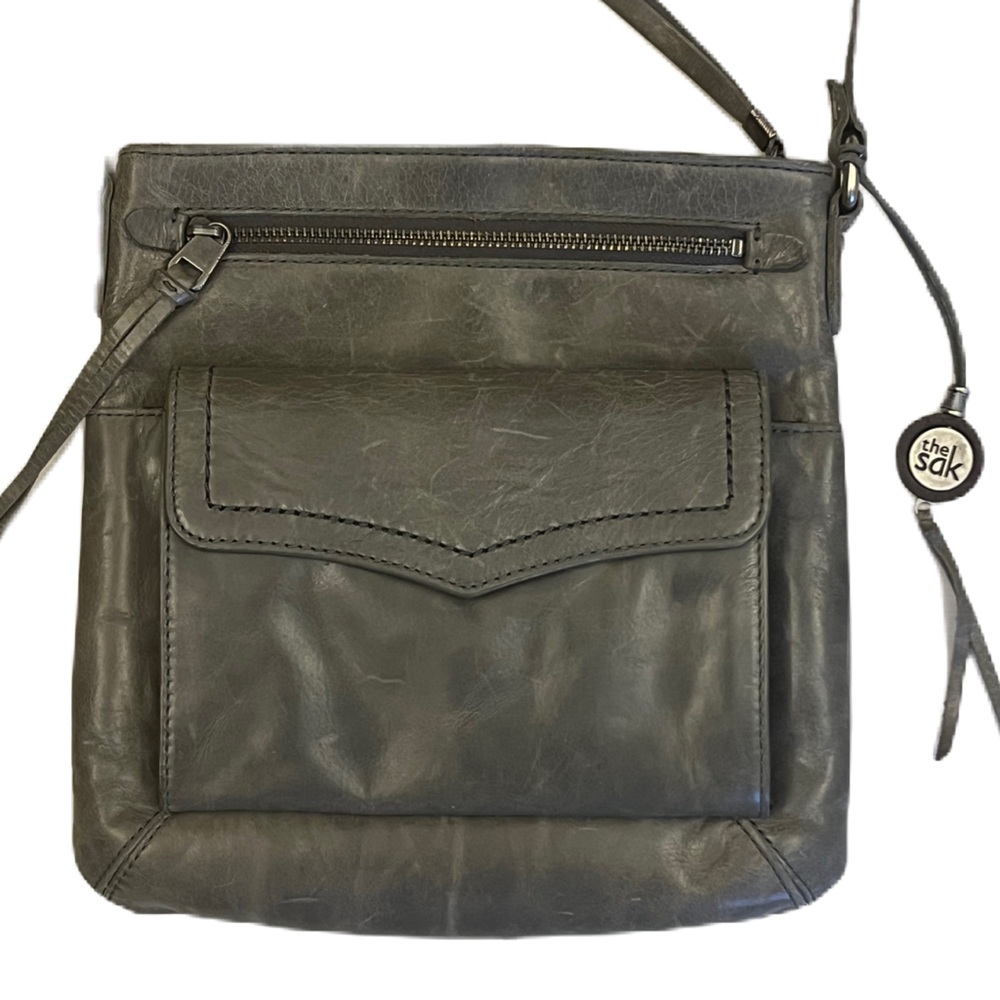 The Sak Crossbody Gray Leather Bag, Purse